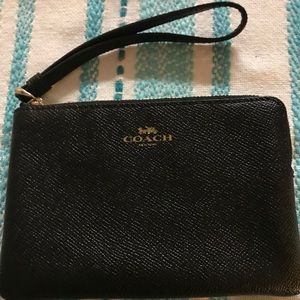 Never Used! Back Leather Coach Wristlet, Perfect Condition